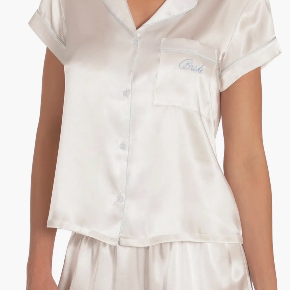 Elegant White Satin Pajama Set